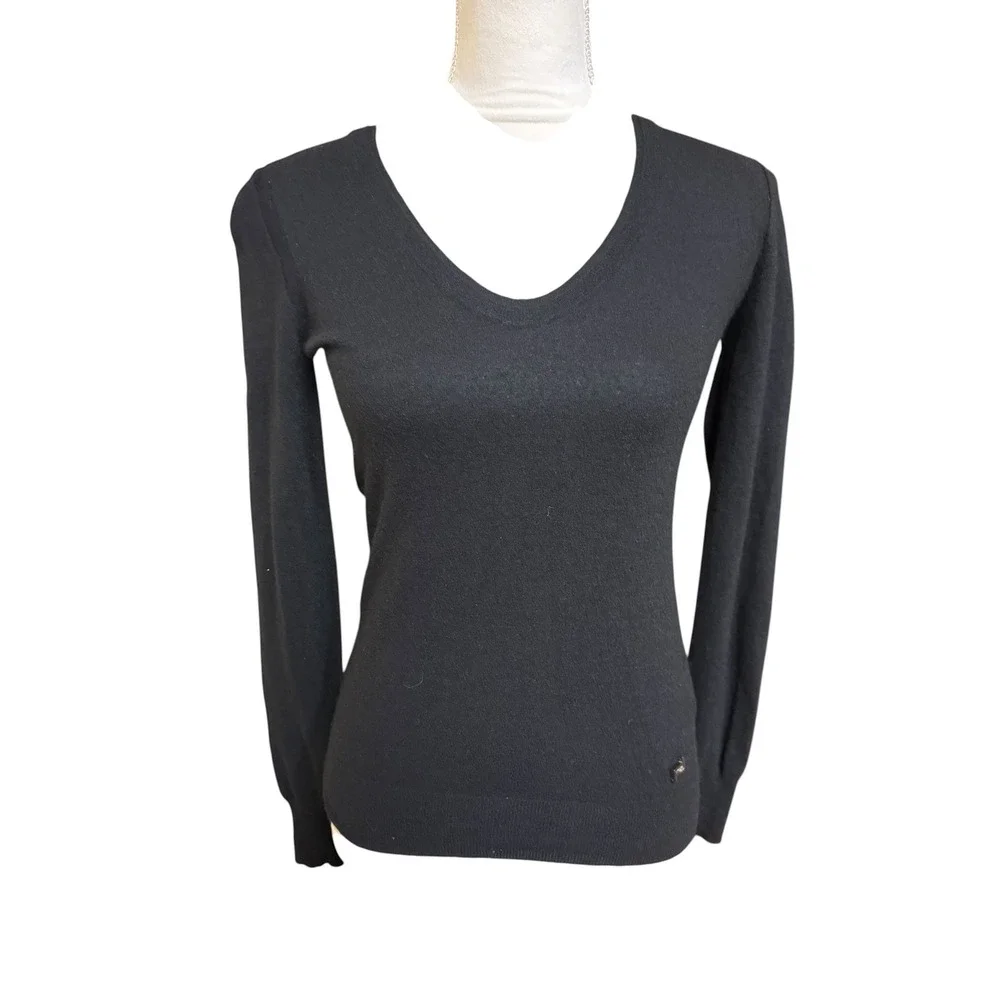 Porsche Design 100% Black Cashmere V Neck Long Sleeve Sweater Basic Capsule - S